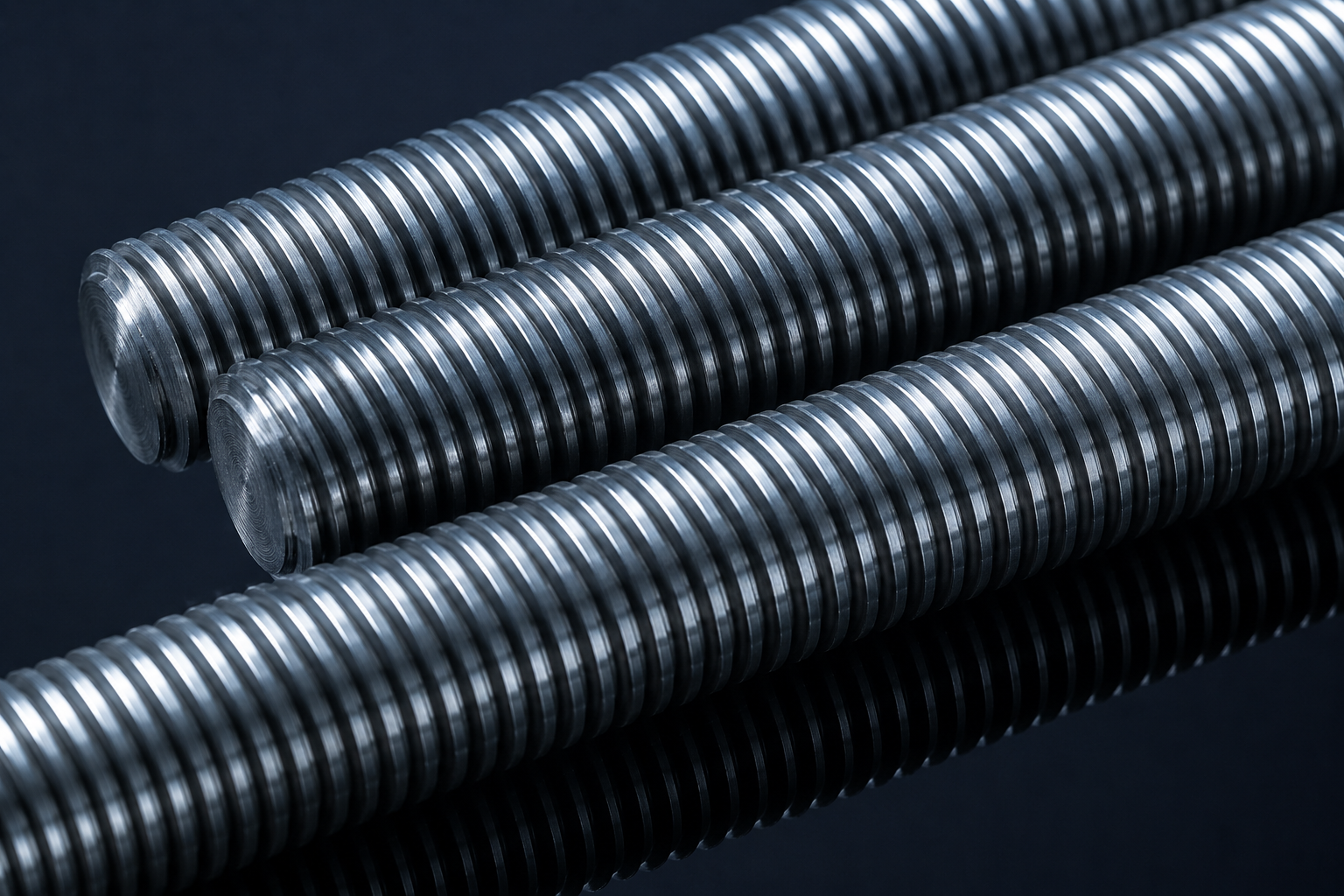 Threaded rod close-up detail